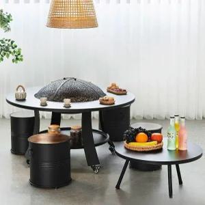 쿤펑 이동식 숯불 화로 바베큐테이블 전원주택 정원