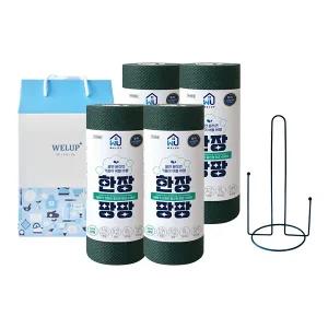 웰업 한장팡팡 세제일체형 일회용 수세미 60매 4롤 기프트 세트