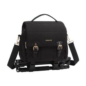 사진작가용 소형 카메라 가방, DSLR/SLR 카메라용 퍼프 숄더백, 삼각대 홀더가 있는 여성용 패딩 플랩 크로스바디 사진 핸드백, 캐논/니콘/소니용 레인 커버, 블랙