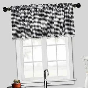 [아우트]체크 바란스 커튼 발란스커튼 블랙 132x45cm