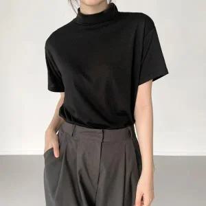 여성 기모 무지 반목 폴라 반팔 티셔츠 기본티 이너티 -WTS0904- 가을 겨울