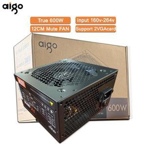서버 전원 공급 장치Aigo AK 600W PC PSU 전원 공급 장치 검정색 게임용 조용한 120mm rgb 팬 24핀 12V ATX