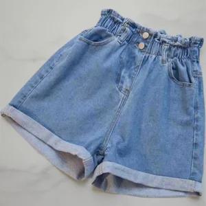 여성 오버랩 폴딩 힙무드 하이웨스트 청반바지