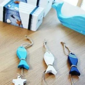 우드 별 물고기 장식품 선반 인테리어 미니어처 장식품