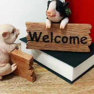 웰컴 돼지 장식품 선반 인테리어 미니어처 미니 장식품