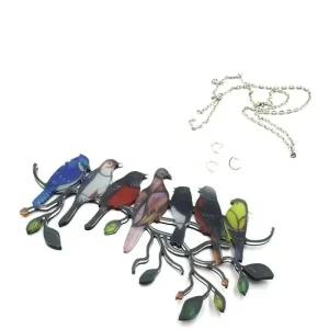 벽걸이 새 장식 7마리 아크릴 7마리새 문지기 빈티지 아크릴 벽걸이 빈티지 새 7마리새 장식