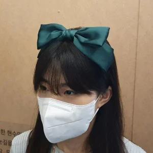 헤어 스타일링 왕리본 머리띠 다크그린 (WFJY1FD)