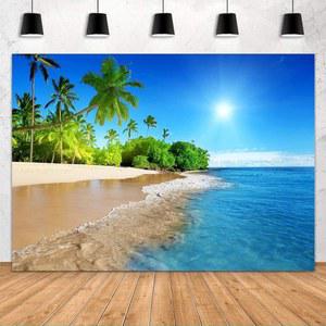 여름 열대 해변 배경 FHZON 7x5피트 푸른 바다 하늘 야자수 루아 테마 파티 사진 피에스타 배너 테이블 데코 스튜디오 부스 PTBXYFH12