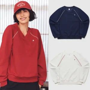 [롯데백화점]르꼬끄 [나나 착용] 여성 에센셜 브이넥 루즈 맨투맨 QQ322LFS91