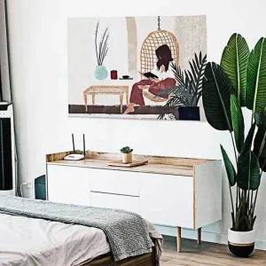 어 소녀 패브릭 캔버스 그림 거실 액자 대형 S 거실 캔버스인쇄 일러스트 포스터 림액자