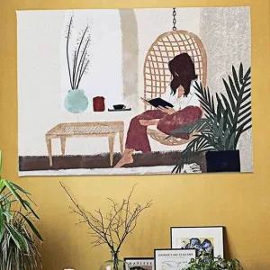 패브릭 대형 액자 거실 소녀 캔버스 그림 인테리어 L 거실 캔버스인쇄 일러스트 포스터 림액자