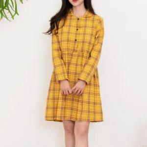 가을 하객룩 간절기 여자체크카라미니원피스 데일리 나들이