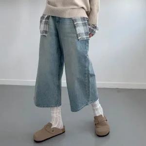 [하프클럽/]여자 FW 워싱 코튼 와이드핏 청반바지