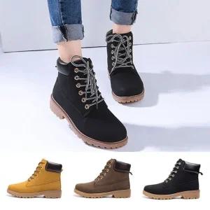 블랙워커 여성 낮은굽 통굽 빅사이즈 남여공용 워커 남자부츠 털신발 커플신발 겨울신발