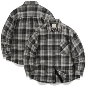 남성 오버핏 체크남방 긴팔 그레이블랙 가을 겨울 남방 두꺼운 기모 셔츠 남자 체크셔츠 빅사이즈 95~130