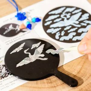 전통 자개 스티커로 거울 만들기 키트 1세트 꾸미기 미술 수업 교구 재료