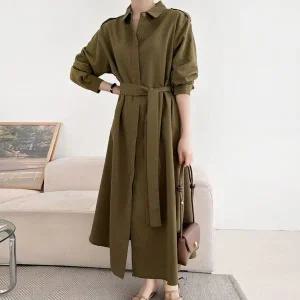 [하프클럽/]빅사이즈 509 트렌치롱버튼매듭원피스 DARV283