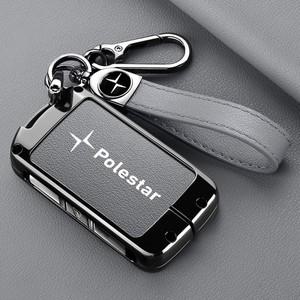 볼보 1 폴스타 2 폴스타 3 폴스타 4 2024 2025 가죽 자동차 키케이스 커버 쉘  키체인 폴딩백 악세사리