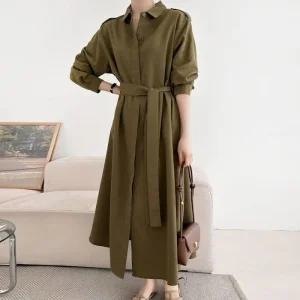 빅사이즈 509 트렌치롱버튼매듭원피스 DARV283