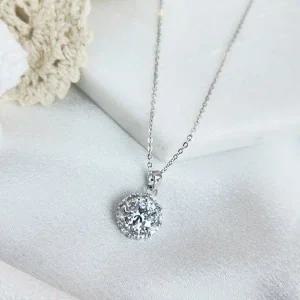 다이아몬드 주얼 다이아 꽃 클러스터 스터드 목걸이-WC8D82B