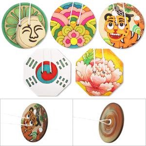 우리나라 전통 실팽이 만들기 수막새 단청 작호도 데니태극기 모란도 팽이