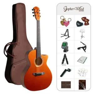 고퍼우드 i132C 입문용 컬러 통기타 풀패키지 앰버 러쉬