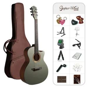 고퍼우드 i132C 입문용 컬러 통기타 풀패키지 실버 헤이즈