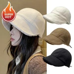 엔비 스트링 퍼 벙거지 버킷햇 챙넓은 와이드 겨울 방한모자