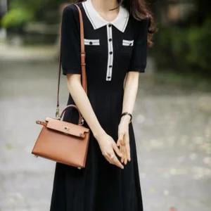 썸머 카라배색 나들이 가을 여름니트원피스 간절기 데일리 니트원피스 하객룩