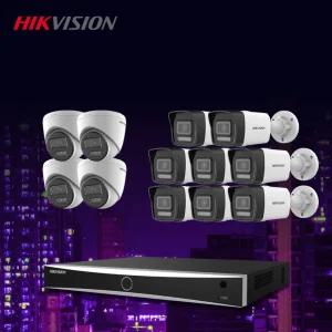 하이크비전 4K 800만화소 야간컬러 IP 카메라12대+16채널 NVR 녹화기 CCTV 자가설치세트 POE