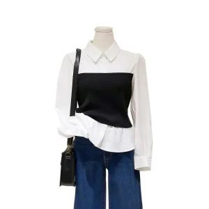 [롯데백화점]SOUP 탑니트 배색 카라블라우스 SB9LS82