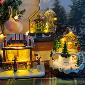 크리스마스 움직이는 전자 오르골 무드등 스노우볼 8type