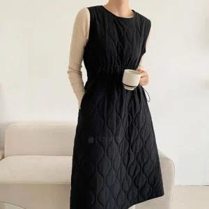 여자 패딩 허리조절 스트링 겨울 롱원피스_4