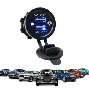 4.2A USB 충전 2포트 + 스위치 카라반 캠핑카 DIY USB충전소켓 매립형 매립형원형소켓 원형소켓