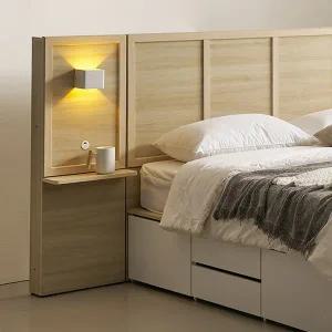 [BIF보루네오][보루네오]호텔라인 넉넉한 수납 침대 K (조명협탁1개,2단매트) KC838