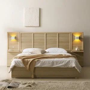 [BIF보루네오][보루네오]호텔라인 넉넉한 수납 침대 Q (조명협탁2개,매트별도) KC842