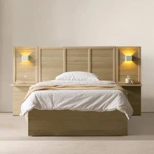 [BIF보루네오][보루네오]호텔라인 넉넉한 수납 침대 SS (조명협탁2개,매트별도) KC843