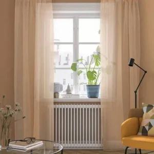 이케아 테레시아 속커튼 한쌍 오렌지 145x250cm 버티컬 암막커텐 창문커텐