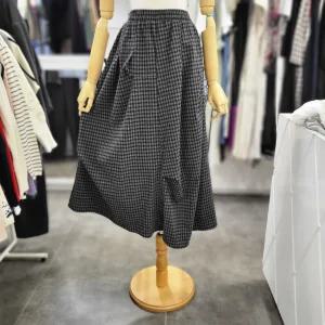 [밸리걸]유니크 핀턱 벌룬 체크 밴딩 롱스커트 610690