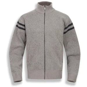 [디바옴므]겨울 하이넥 기모 안감 투라인 배색 니트 집업 가디건 스판 자켓 골프