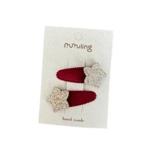 별빛벨벳헤어핀2종 색상랜덤 벨벳헤어핀 별모양헤어핀 별빛헤어핀 반짝이헤어핀