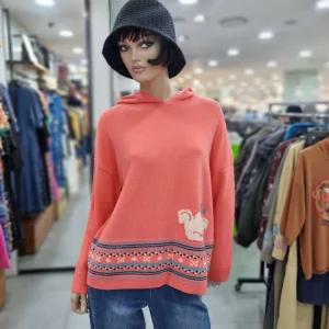 베네통/애플아울렛/모 100% 다람쥐 프린트 후드 니트/BAKP63461