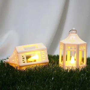 화이트 랜턴 캔들케이스 미니캔들