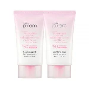 메이크프렘 수딩 핑크 톤업 선크림 40ml+40ml