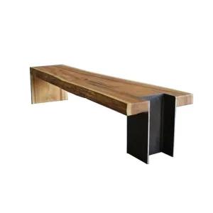 통나무벤치 철제 등받이 원목 의자 매장 벤치 2인용