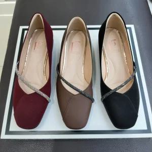 [에스콰이아][행복한백화점][에스콰이아]여성 3센치 원단소재 줄장식 튤립문양 발편한 단화 구두 PFEFHP58