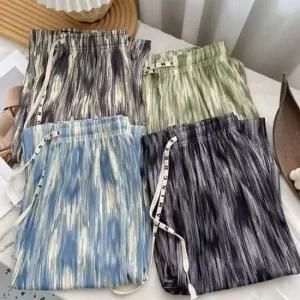 무드 찰랑 단색 바지 배색 쿨링 밴딩 잠옷 스판 여름 바지 여름 면 스판 시원한 쿨링 7부