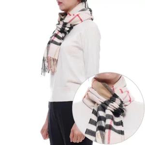 [버버리] 25FW 여성 컨트라스트 체크 캐시미어 머플러 (8059280 ARCHIVE BEIGE NATURAL W 25F)