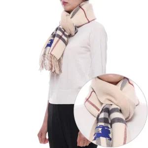 [버버리] 25FW 여성 리버시블 EKD 체크 캐시미어 머플러 (8095224 STONE W 25F)