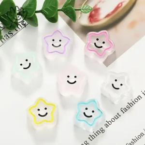 아크릴픽비즈 별모양 DIY아크릴장식 컬러비즈 세트 100개입 1봉 커머스픽101